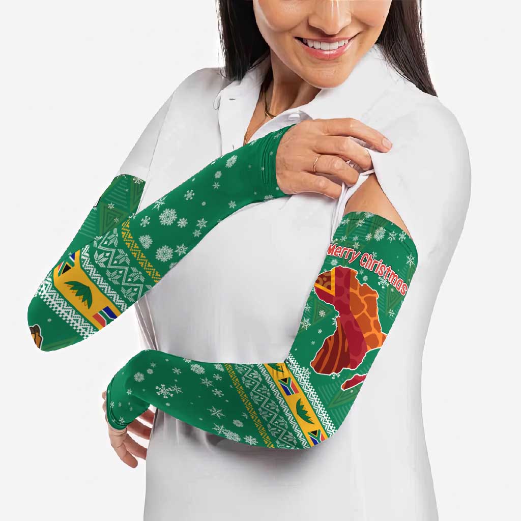 South Africa Christmas Arm Sleeves Santa Reindeer and Africa Map - Wonder Print Shop