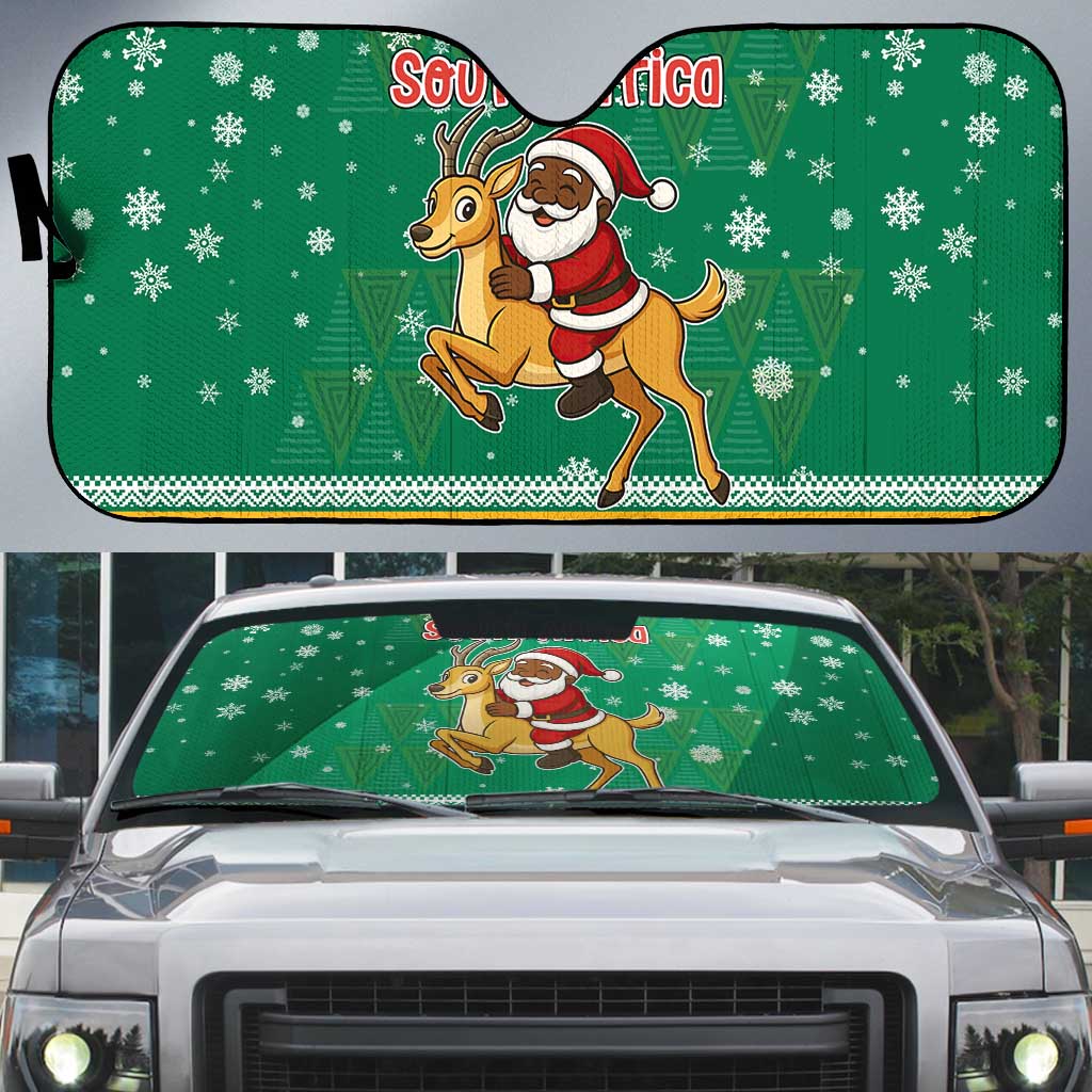 South Africa Christmas Auto Sun Shade Santa Reindeer and Africa Map - Wonder Print Shop