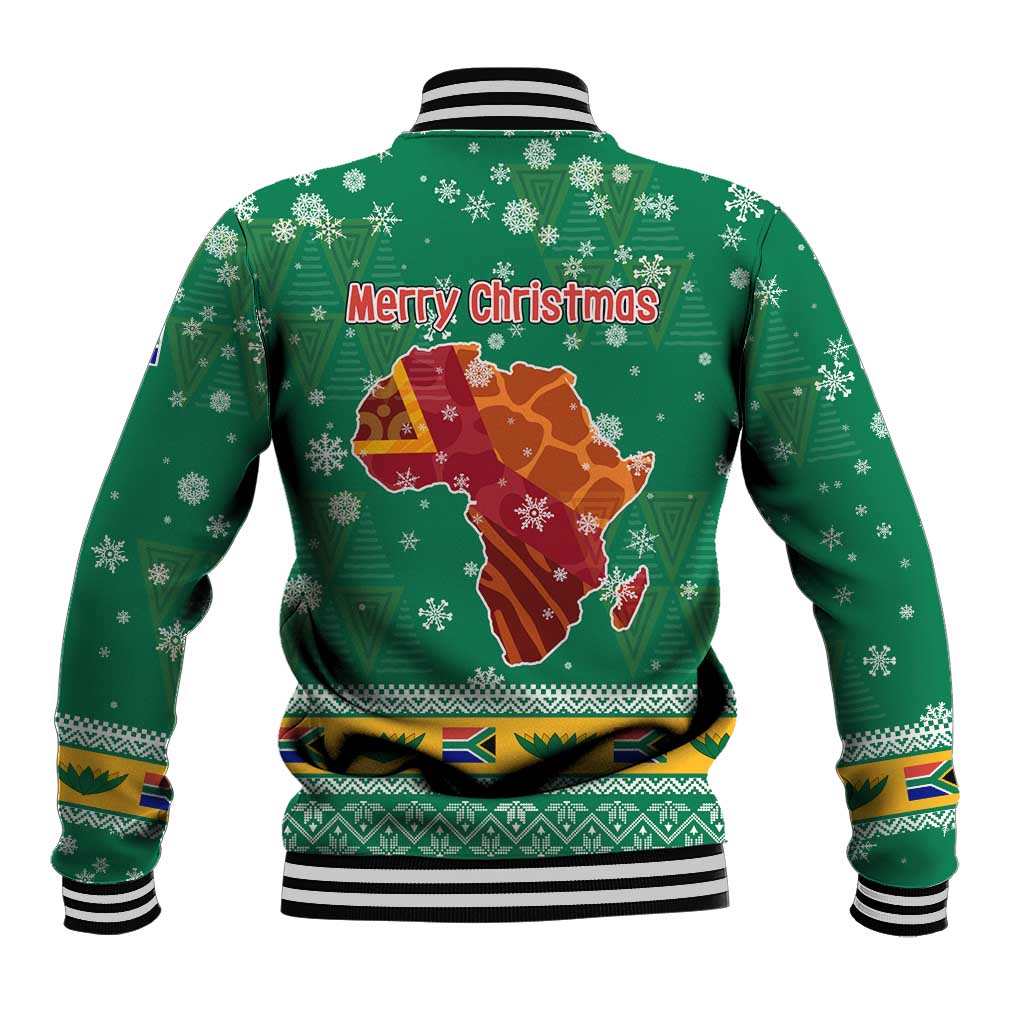 South Africa Christmas Baseball Jacket Santa Reindeer and Africa Map - Wonder Print Shop