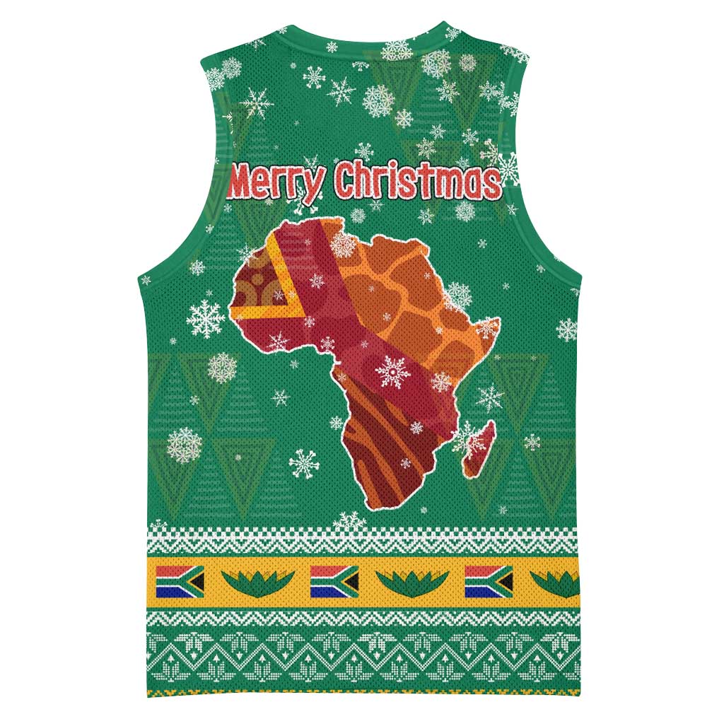 South Africa Christmas Basketball Jersey Santa Reindeer and Africa Map - Wonder Print Shop