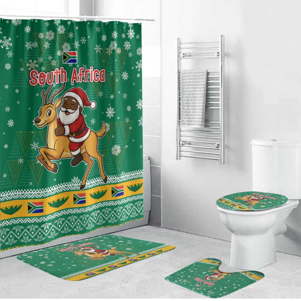 South Africa Christmas Bathroom Set Santa Reindeer and Africa Map - Wonder Print Shop