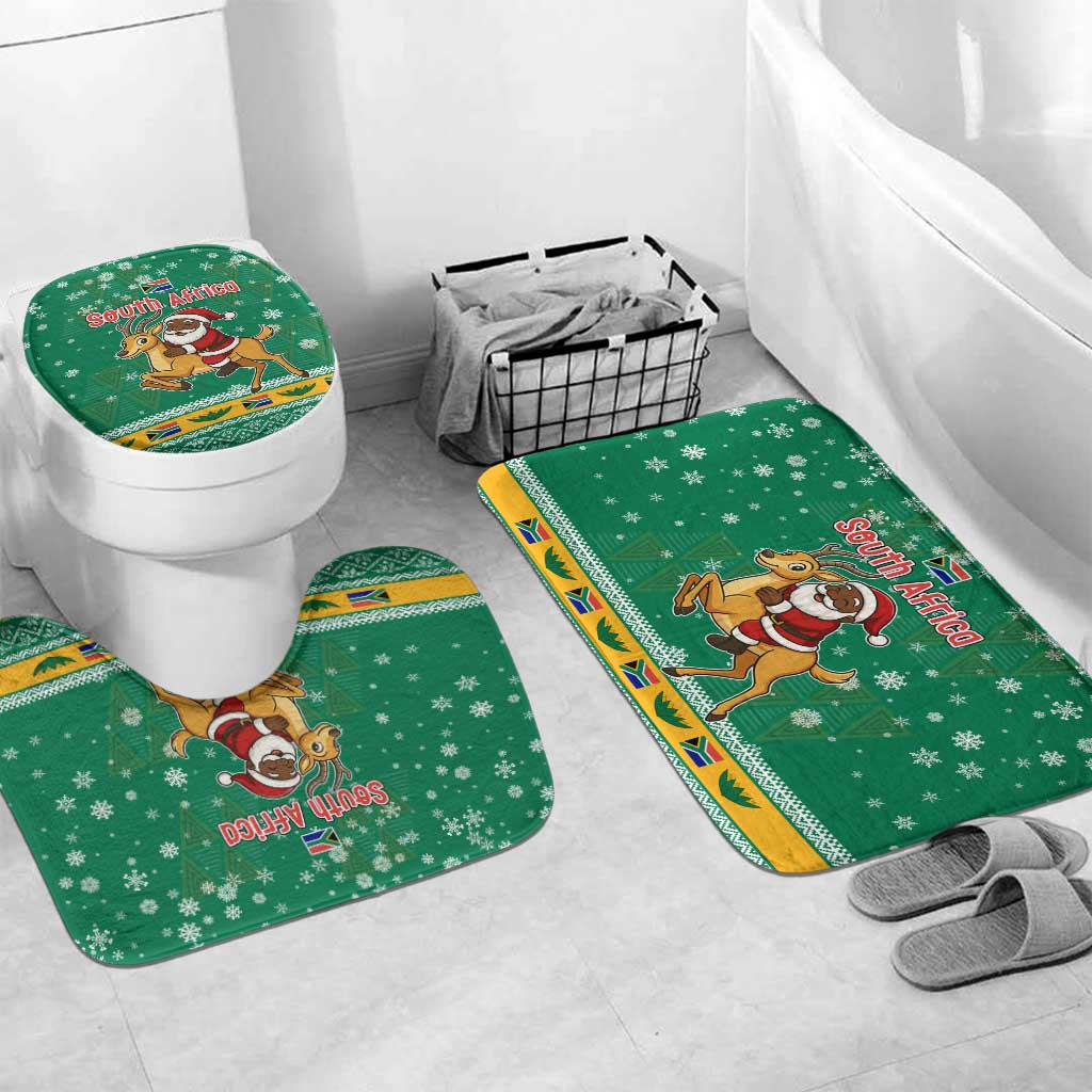 South Africa Christmas Bathroom Set Santa Reindeer and Africa Map - Wonder Print Shop
