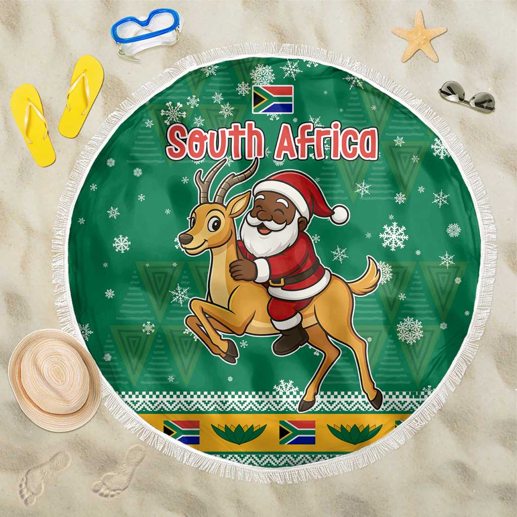 South Africa Christmas Beach Blanket Santa Reindeer and Africa Map - Wonder Print Shop