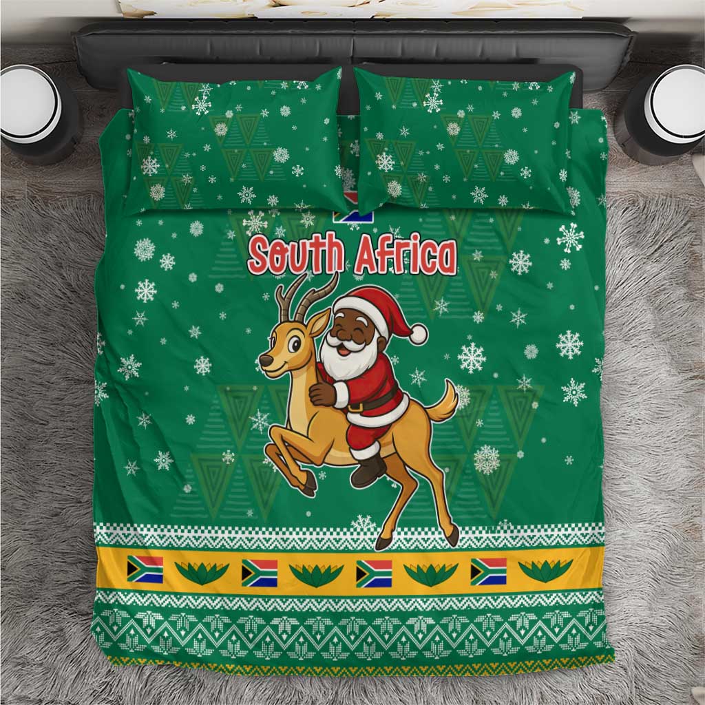 South Africa Christmas Bedding Set Santa Reindeer and Africa Map - Wonder Print Shop