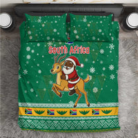 South Africa Christmas Bedding Set Santa Reindeer and Africa Map - Wonder Print Shop