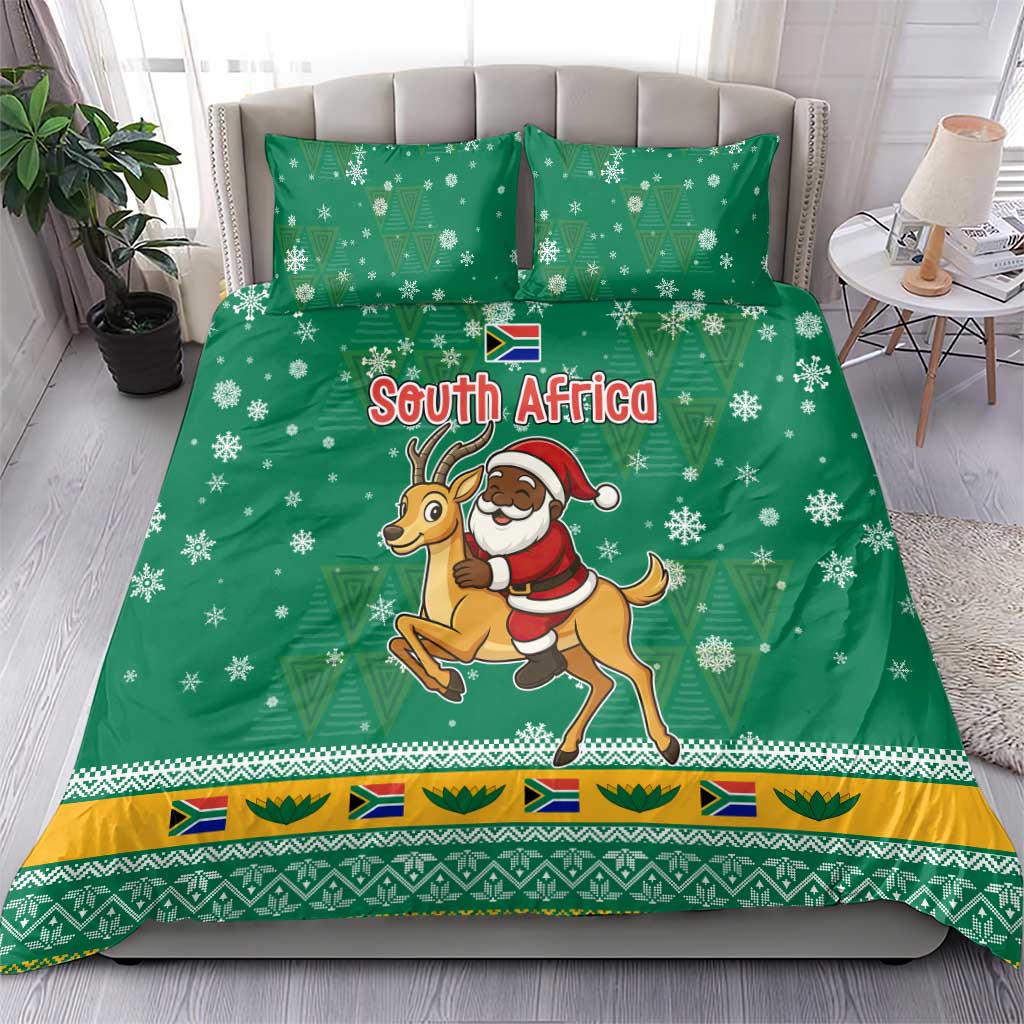 South Africa Christmas Bedding Set Santa Reindeer and Africa Map - Wonder Print Shop