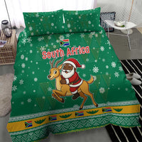 South Africa Christmas Bedding Set Santa Reindeer and Africa Map - Wonder Print Shop