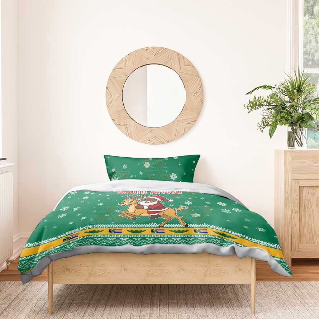 South Africa Christmas Bedding Set Santa Reindeer and Africa Map - Wonder Print Shop