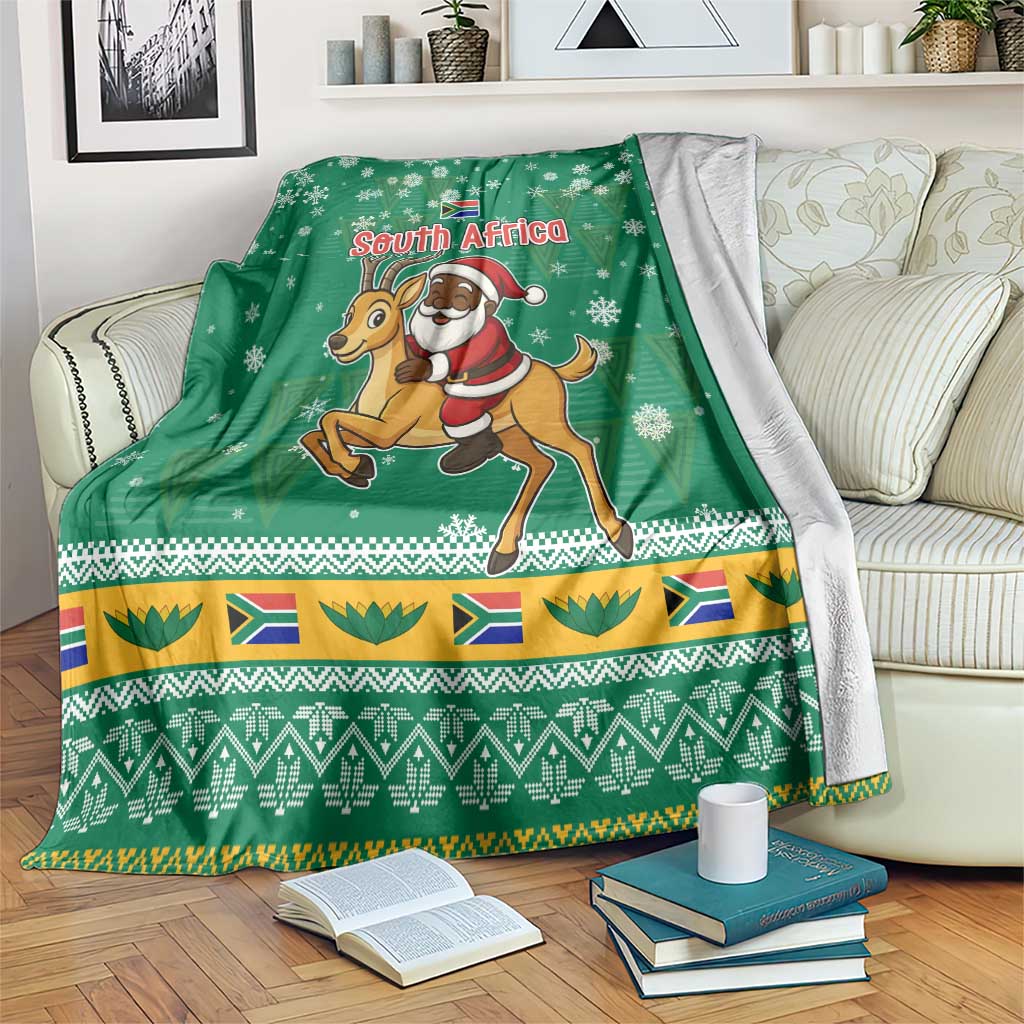 South Africa Christmas Blanket Santa Reindeer and Africa Map - Wonder Print Shop