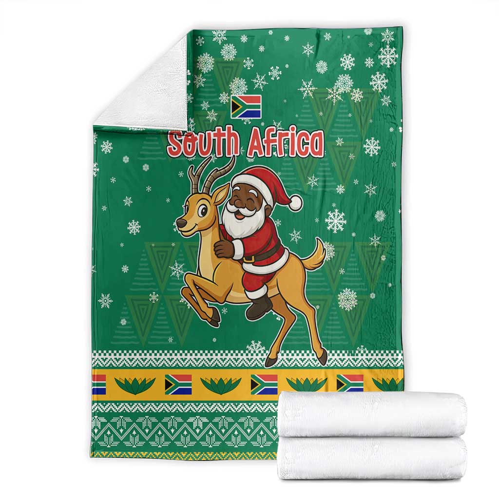 South Africa Christmas Blanket Santa Reindeer and Africa Map - Wonder Print Shop