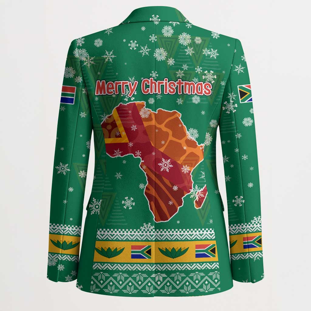 South Africa Christmas Blazer Santa Reindeer and Africa Map - Wonder Print Shop