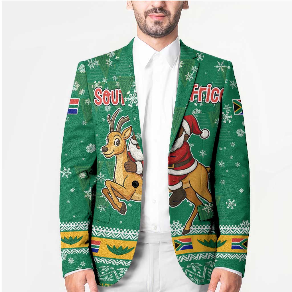 South Africa Christmas Blazer Santa Reindeer and Africa Map - Wonder Print Shop
