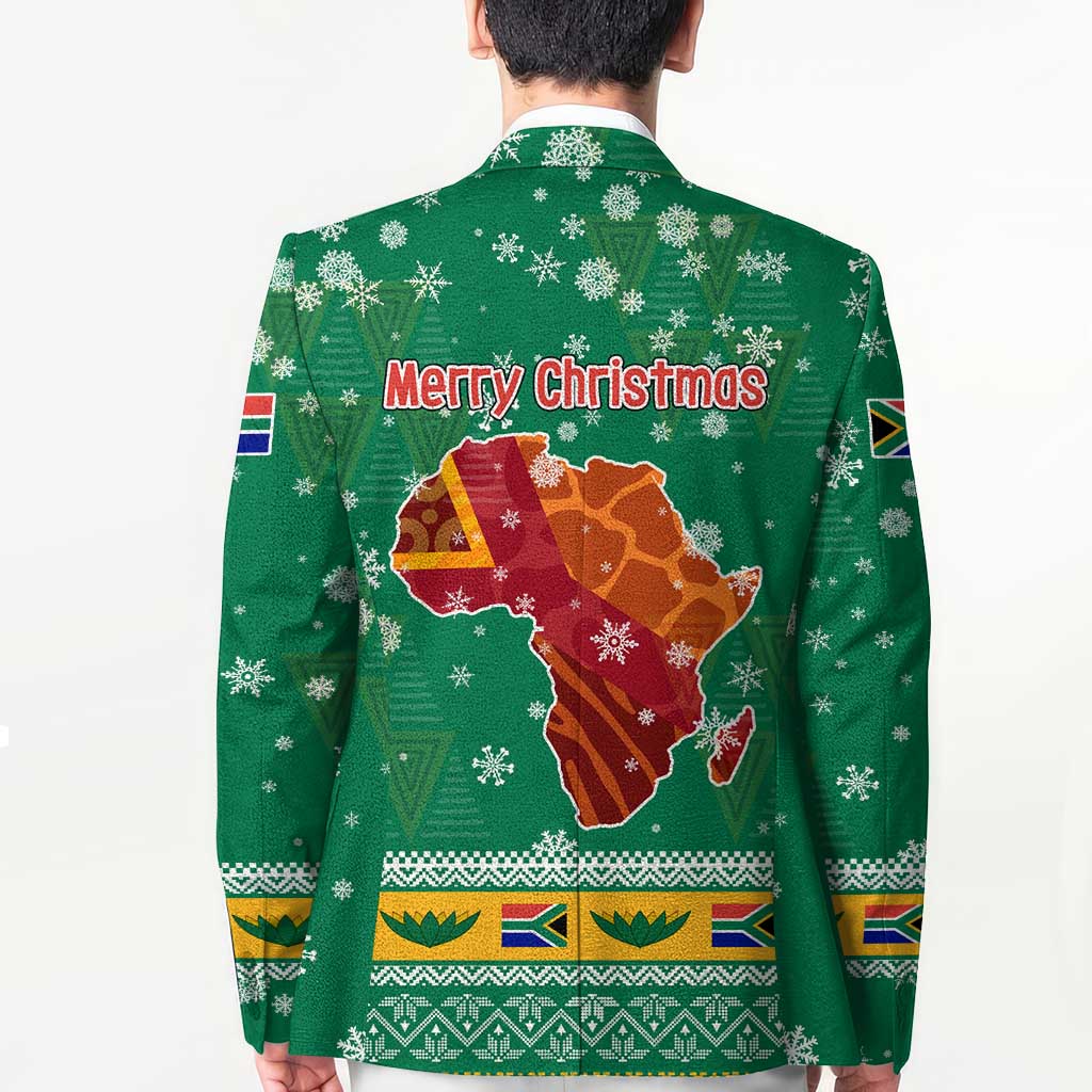 South Africa Christmas Blazer Santa Reindeer and Africa Map - Wonder Print Shop