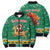 South Africa Christmas Bomber Puffer Jacket Santa Reindeer and Africa Map - Wonder Print Shop