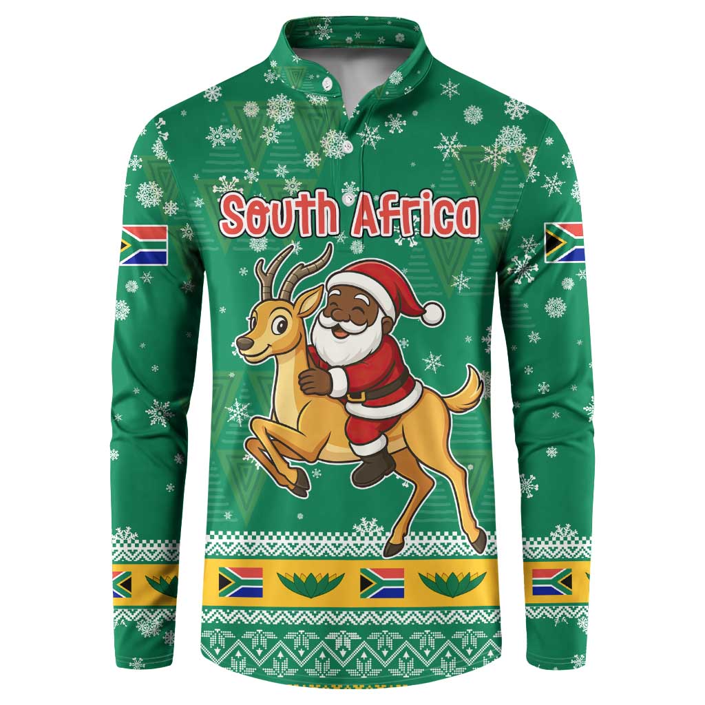 South Africa Christmas Button Sweatshirt Santa Reindeer and Africa Map - Wonder Print Shop