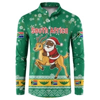 South Africa Christmas Button Sweatshirt Santa Reindeer and Africa Map - Wonder Print Shop