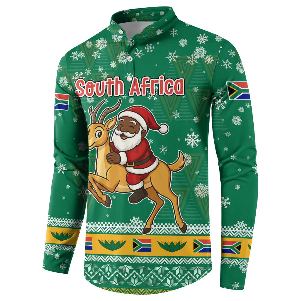 South Africa Christmas Button Sweatshirt Santa Reindeer and Africa Map - Wonder Print Shop