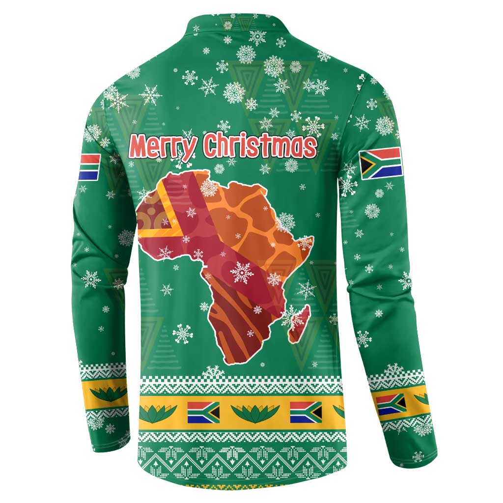 South Africa Christmas Button Sweatshirt Santa Reindeer and Africa Map - Wonder Print Shop