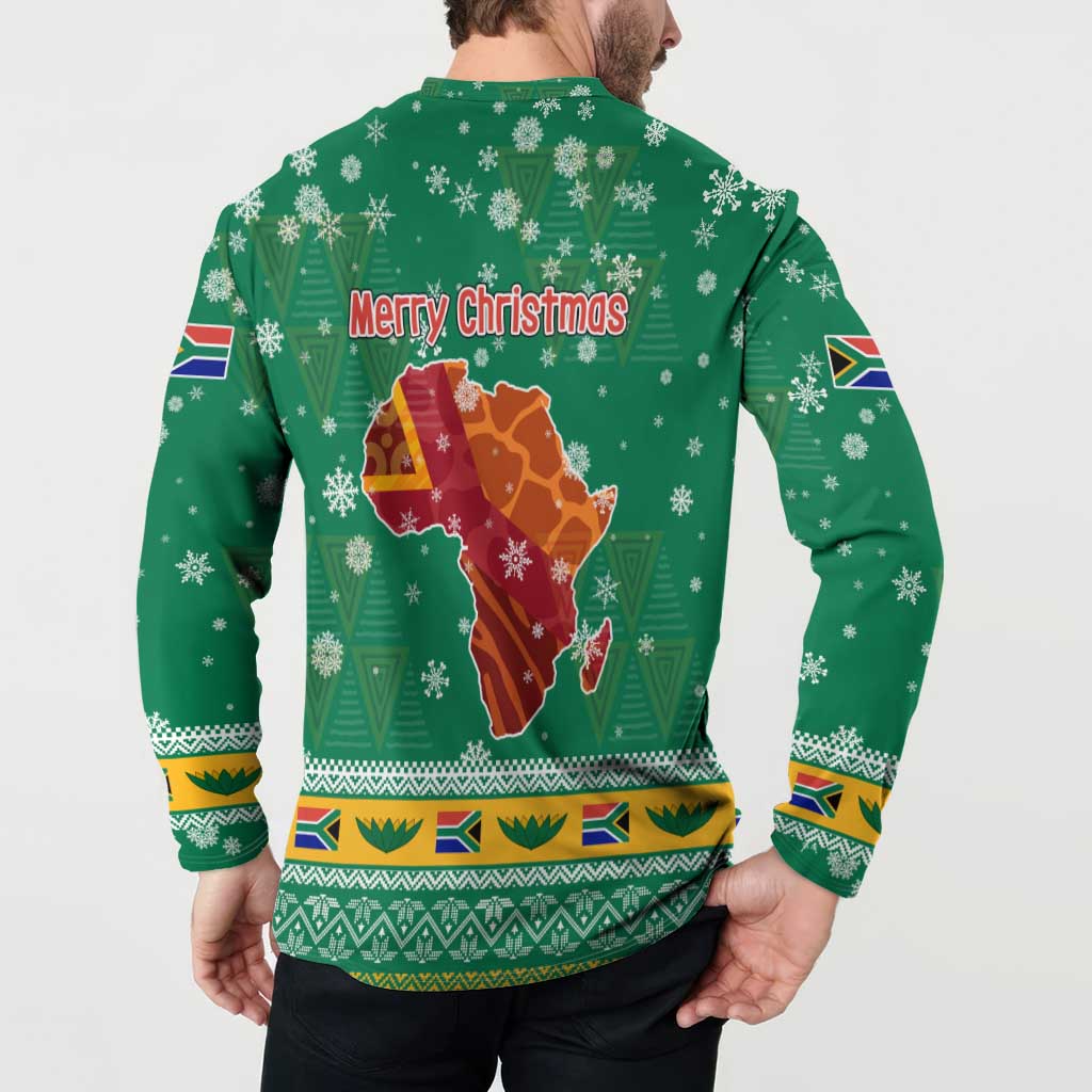 South Africa Christmas Button Sweatshirt Santa Reindeer and Africa Map - Wonder Print Shop