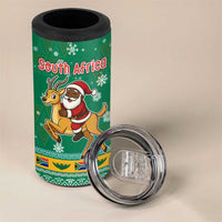 South Africa Christmas 4 in 1 Can Cooler Tumbler Santa Reindeer and Africa Map - Wonder Print Shop