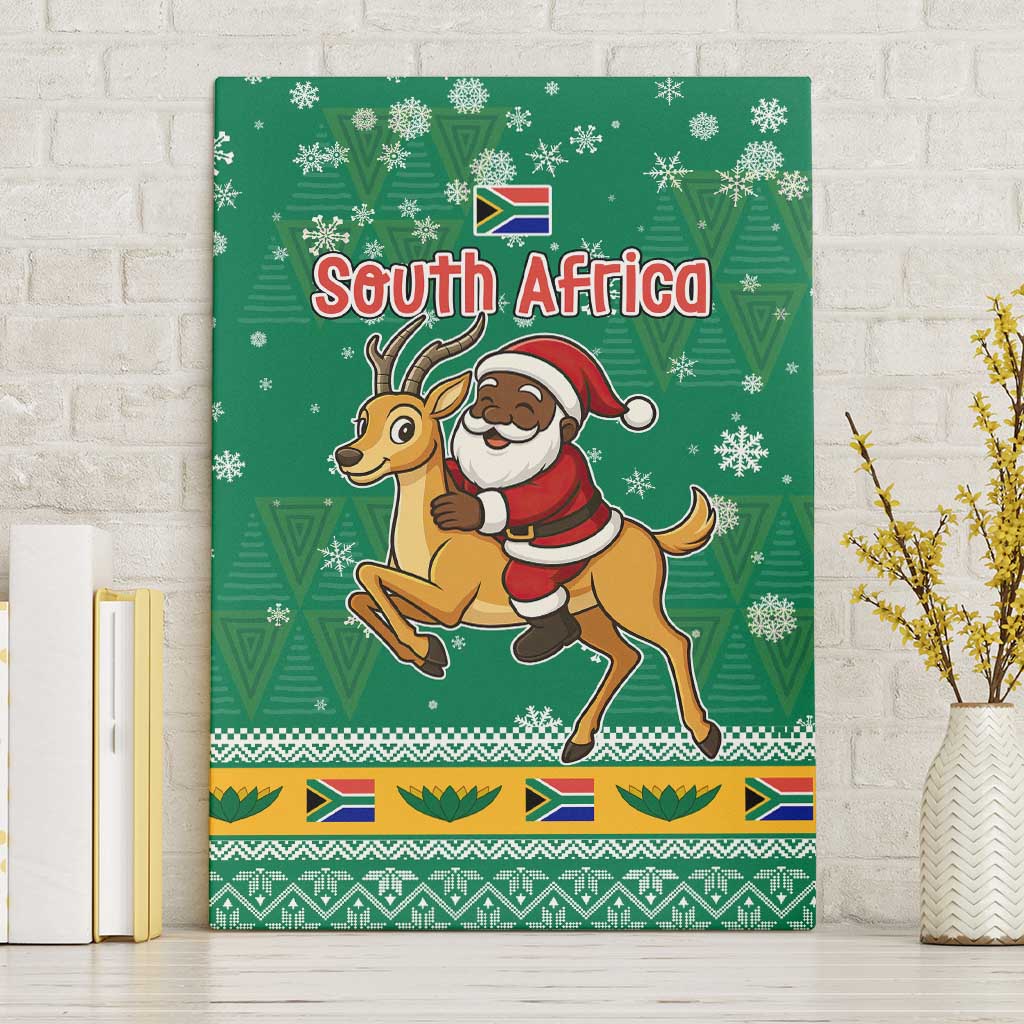 South Africa Christmas Canvas Wall Art Santa Reindeer and Africa Map - Wonder Print Shop