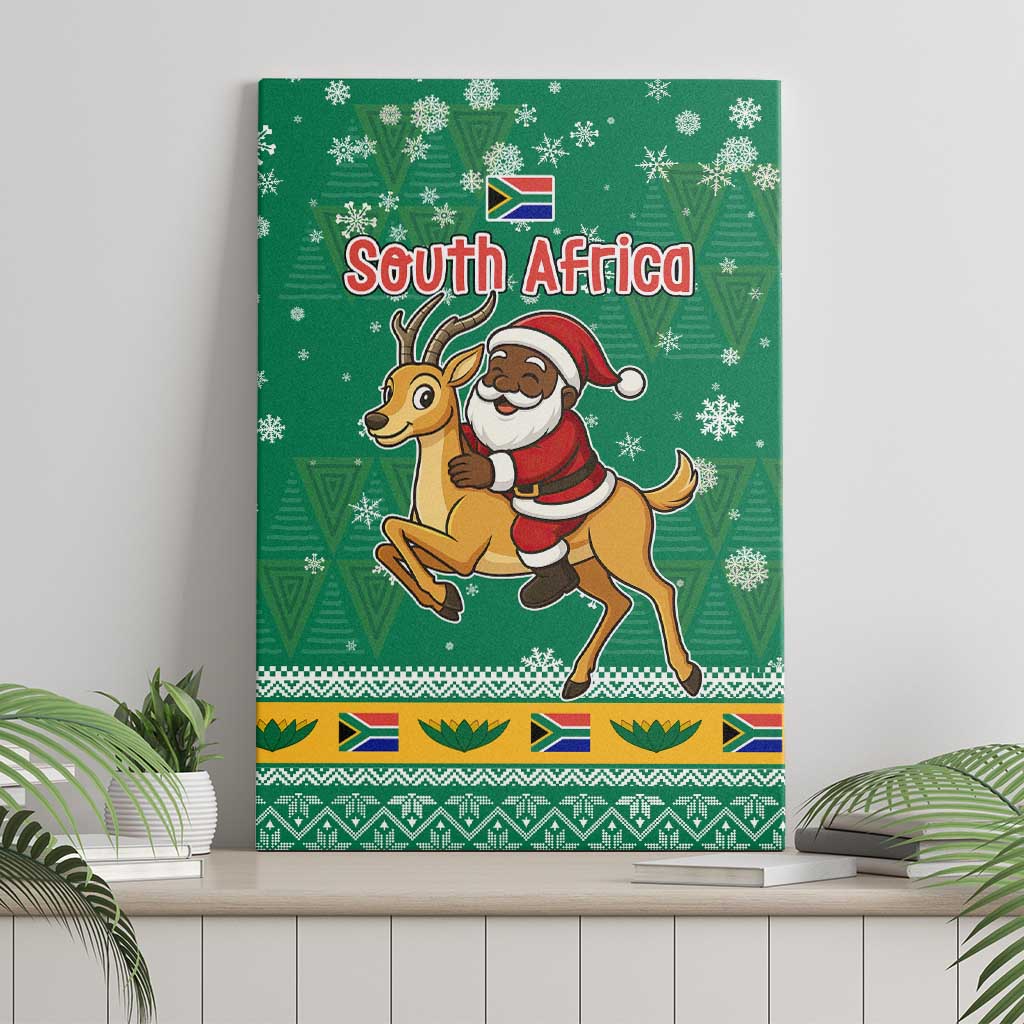 South Africa Christmas Canvas Wall Art Santa Reindeer and Africa Map - Wonder Print Shop