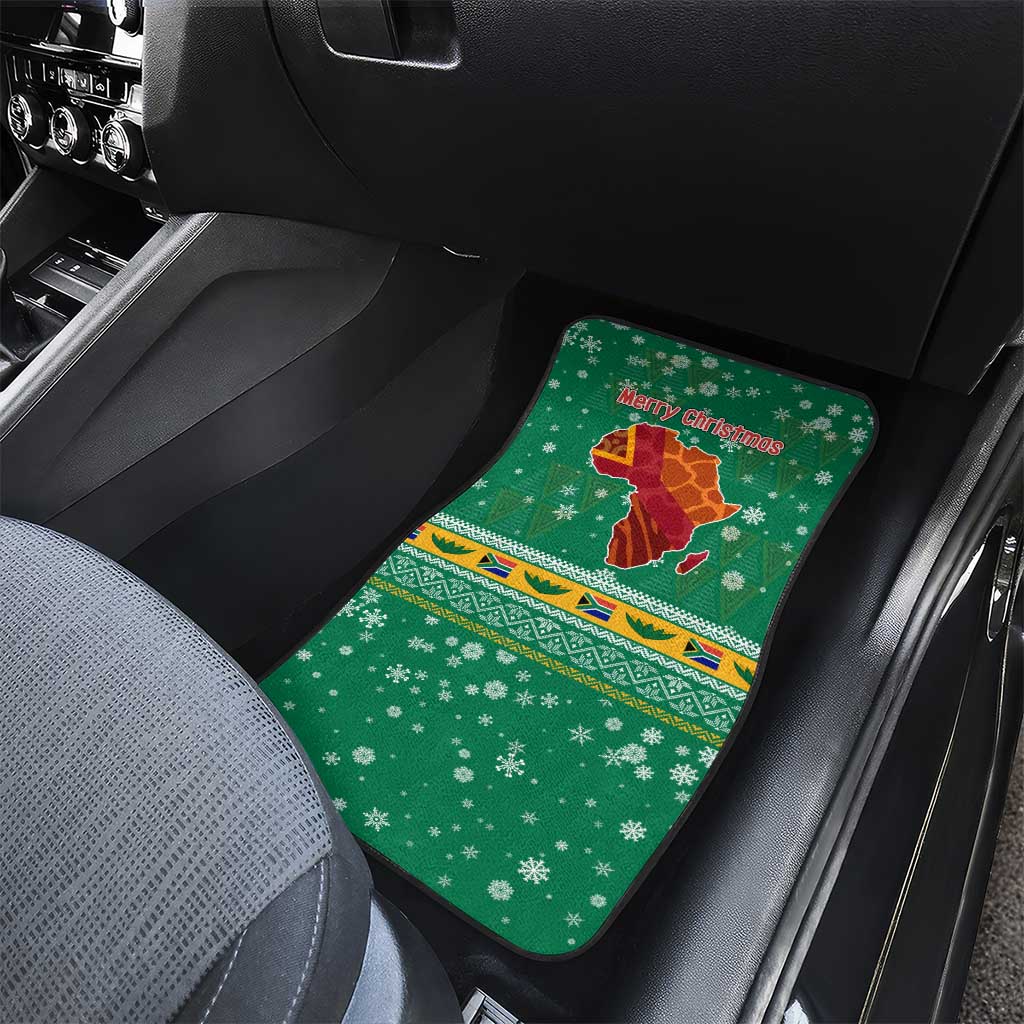 South Africa Christmas Car Mats Santa Reindeer and Africa Map - Wonder Print Shop