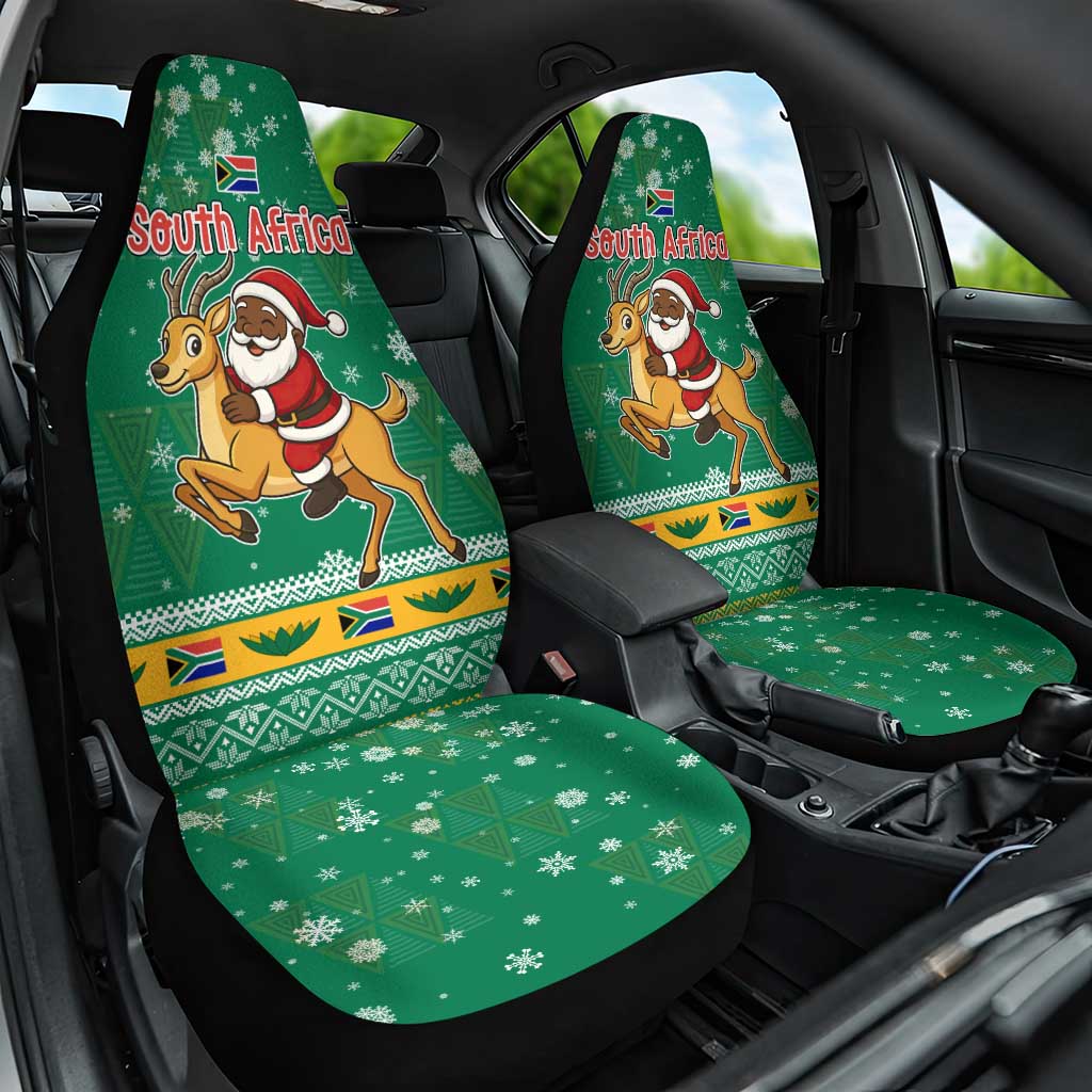 South Africa Christmas Car Seat Cover Santa Reindeer and Africa Map - Wonder Print Shop
