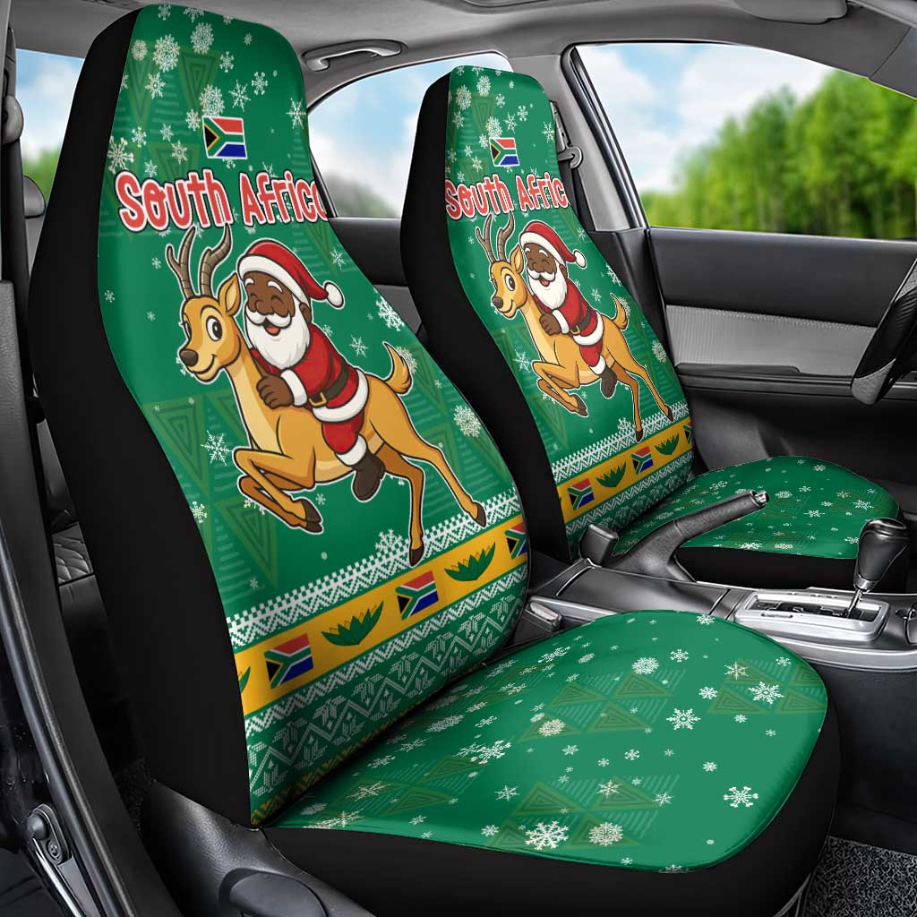 South Africa Christmas Car Seat Cover Santa Reindeer and Africa Map - Wonder Print Shop