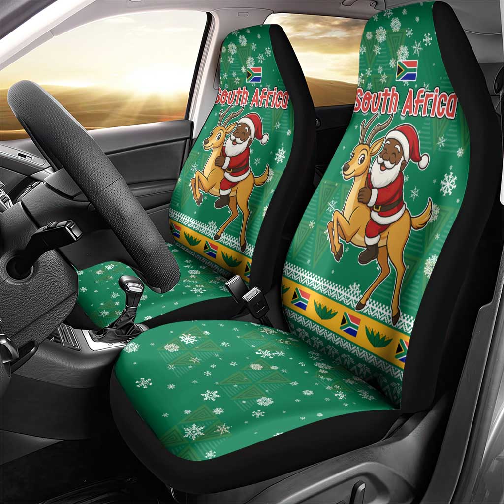 South Africa Christmas Car Seat Cover Santa Reindeer and Africa Map - Wonder Print Shop