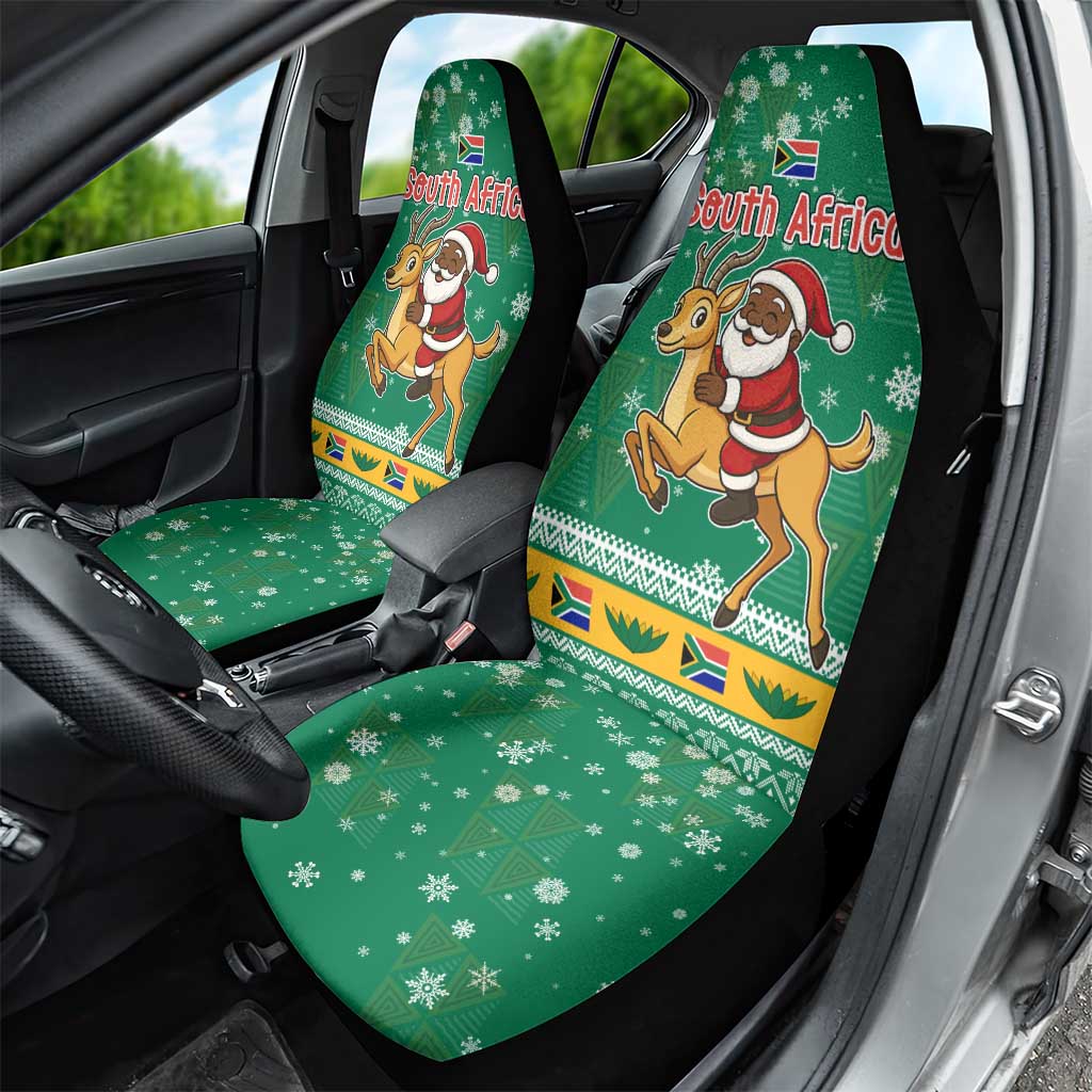 South Africa Christmas Car Seat Cover Santa Reindeer and Africa Map - Wonder Print Shop