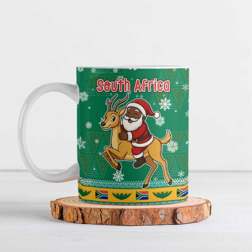 South Africa Christmas Ceramic Mug Santa Reindeer and Africa Map - Wonder Print Shop