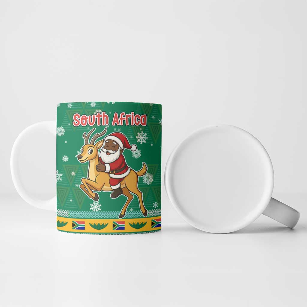 South Africa Christmas Ceramic Mug Santa Reindeer and Africa Map - Wonder Print Shop