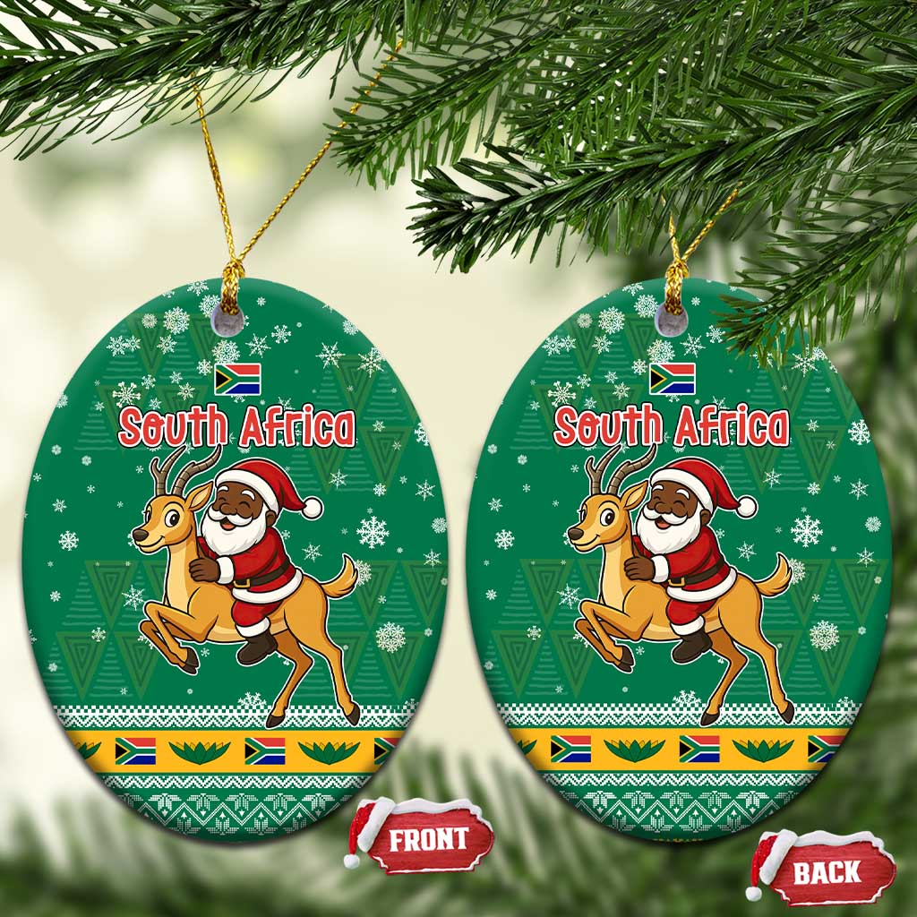 South Africa Christmas Ceramic Ornament Santa Reindeer and Africa Map - Wonder Print Shop