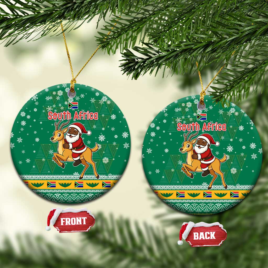 South Africa Christmas Ceramic Ornament Santa Reindeer and Africa Map - Wonder Print Shop