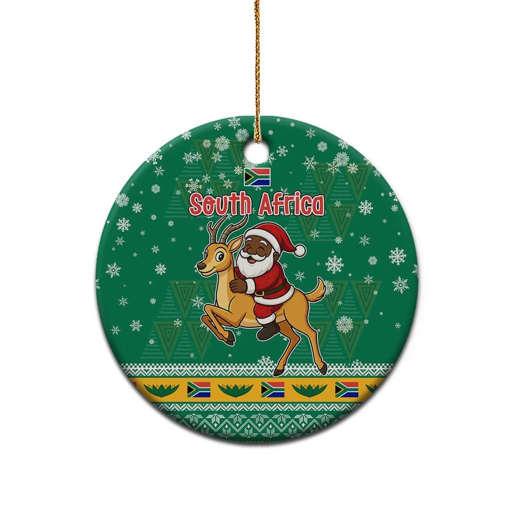 South Africa Christmas Ceramic Ornament Santa Reindeer and Africa Map - Wonder Print Shop