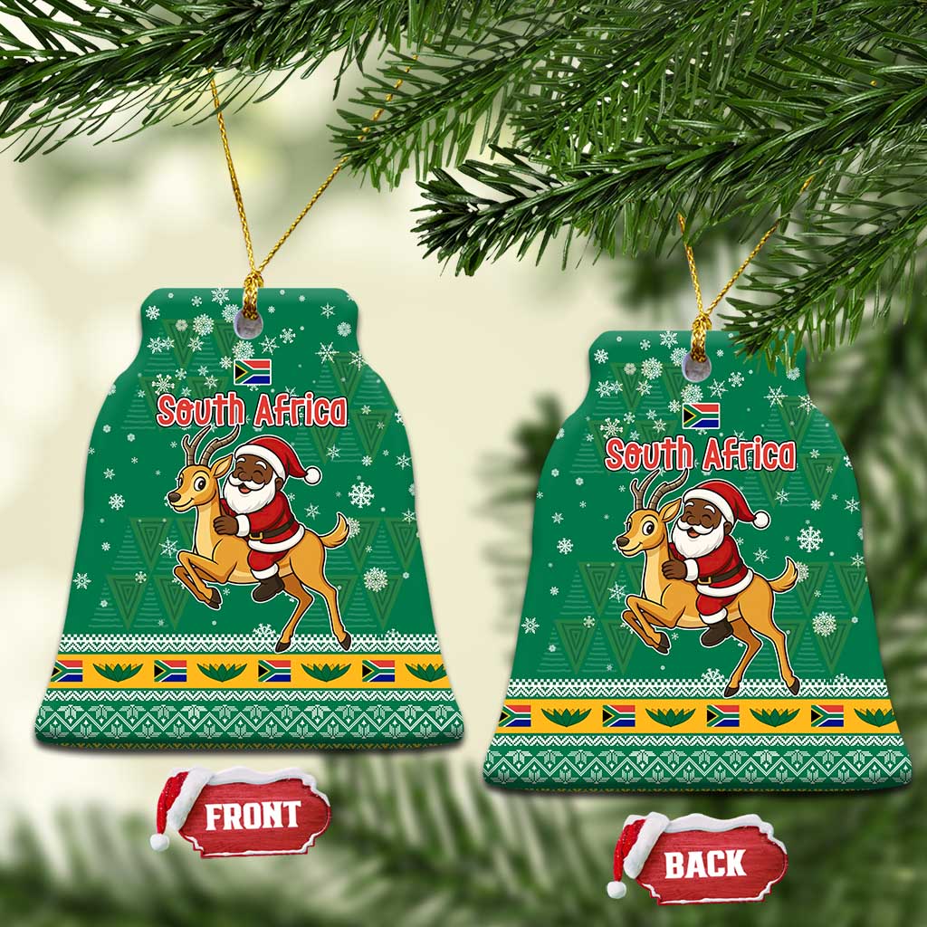 South Africa Christmas Ceramic Ornament Santa Reindeer and Africa Map - Wonder Print Shop