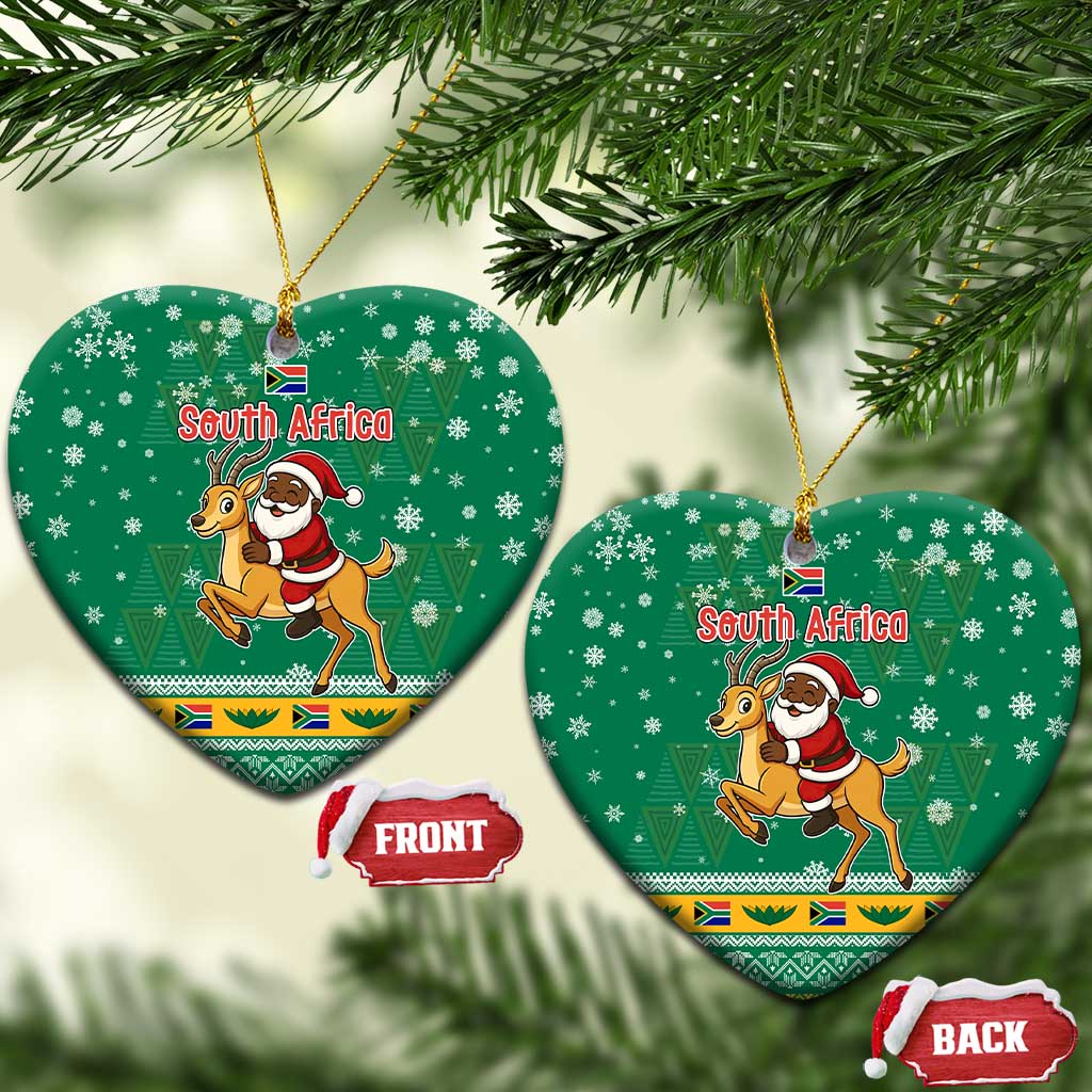 South Africa Christmas Ceramic Ornament Santa Reindeer and Africa Map - Wonder Print Shop