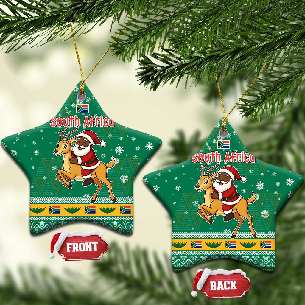 South Africa Christmas Ceramic Ornament Santa Reindeer and Africa Map - Wonder Print Shop