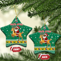 South Africa Christmas Ceramic Ornament Santa Reindeer and Africa Map - Wonder Print Shop
