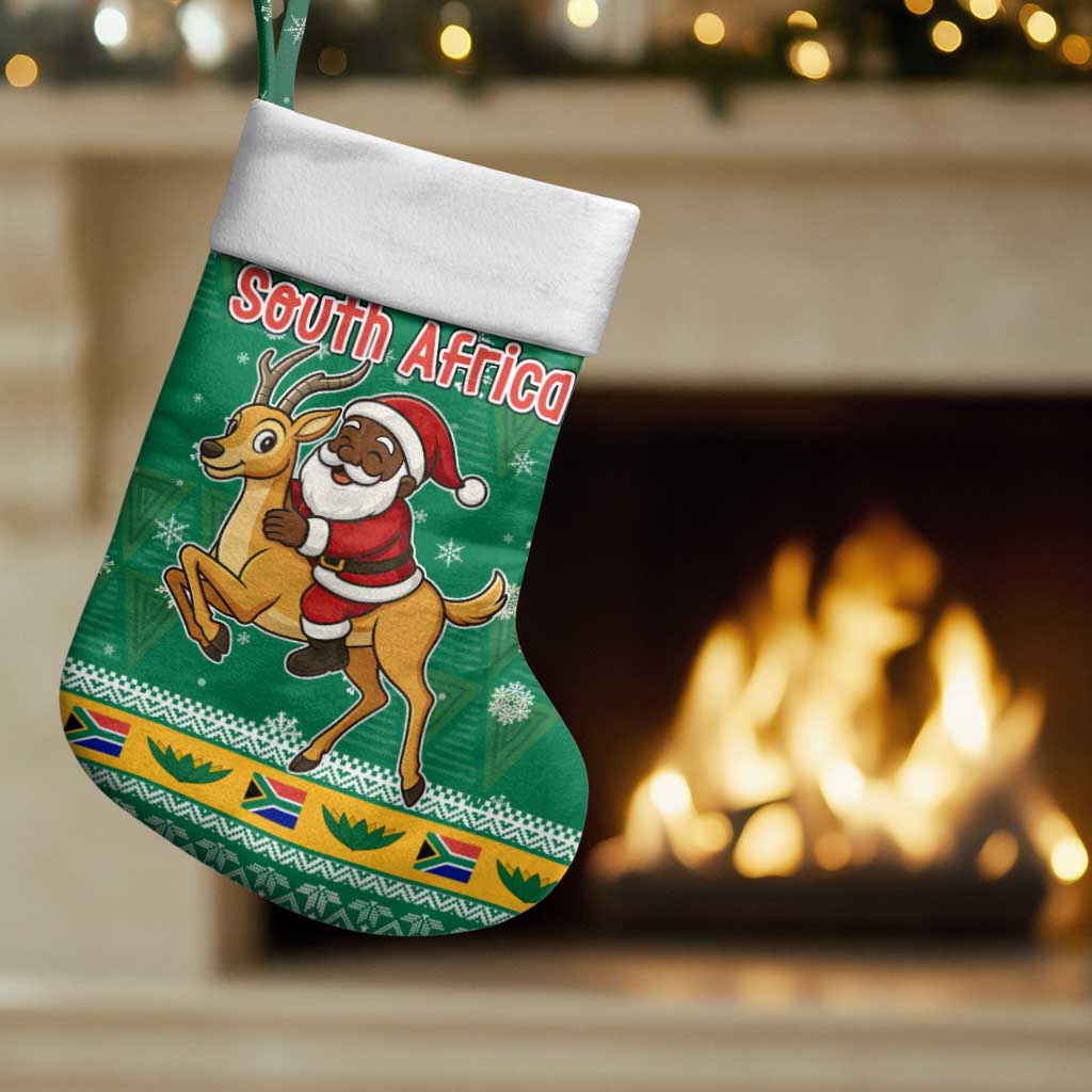 South Africa Christmas Stocking Santa Reindeer and Africa Map - Wonder Print Shop