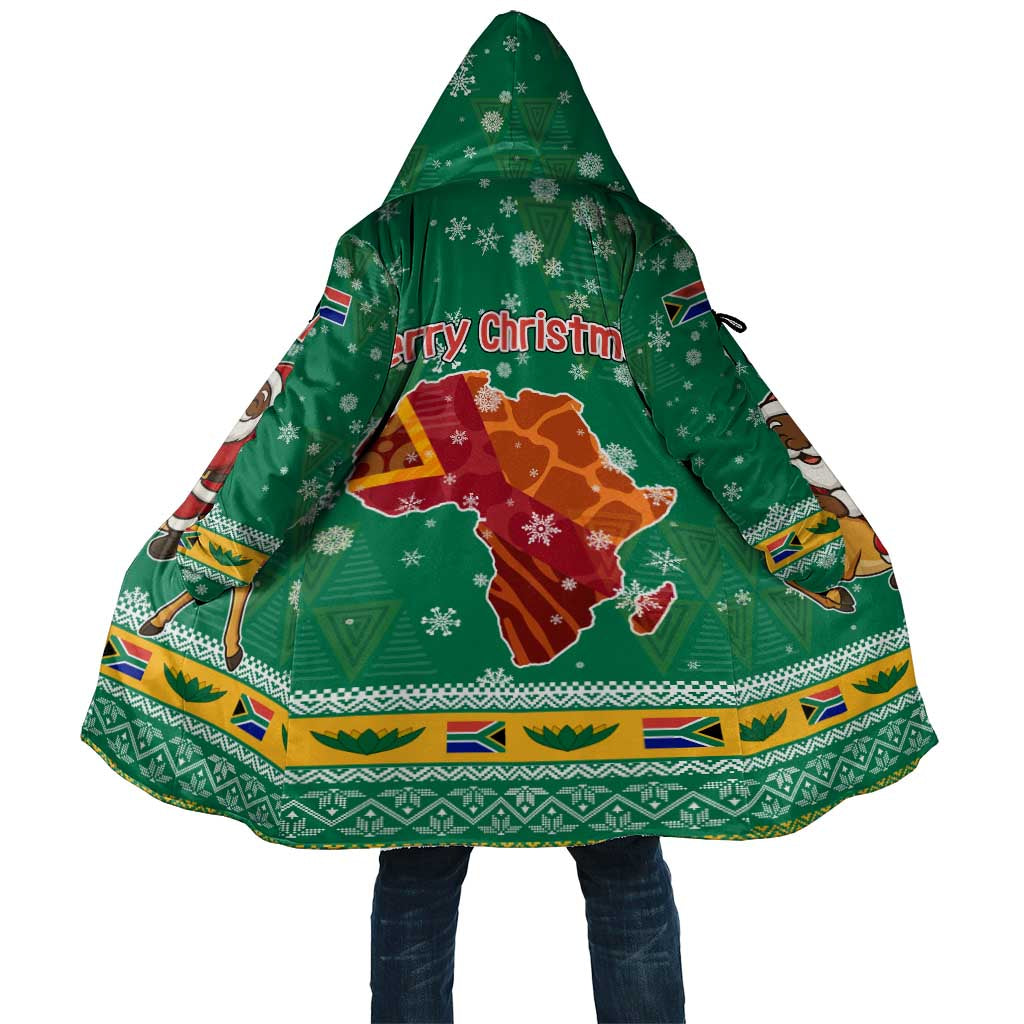 South Africa Christmas Cloak Santa Reindeer and Africa Map - Wonder Print Shop