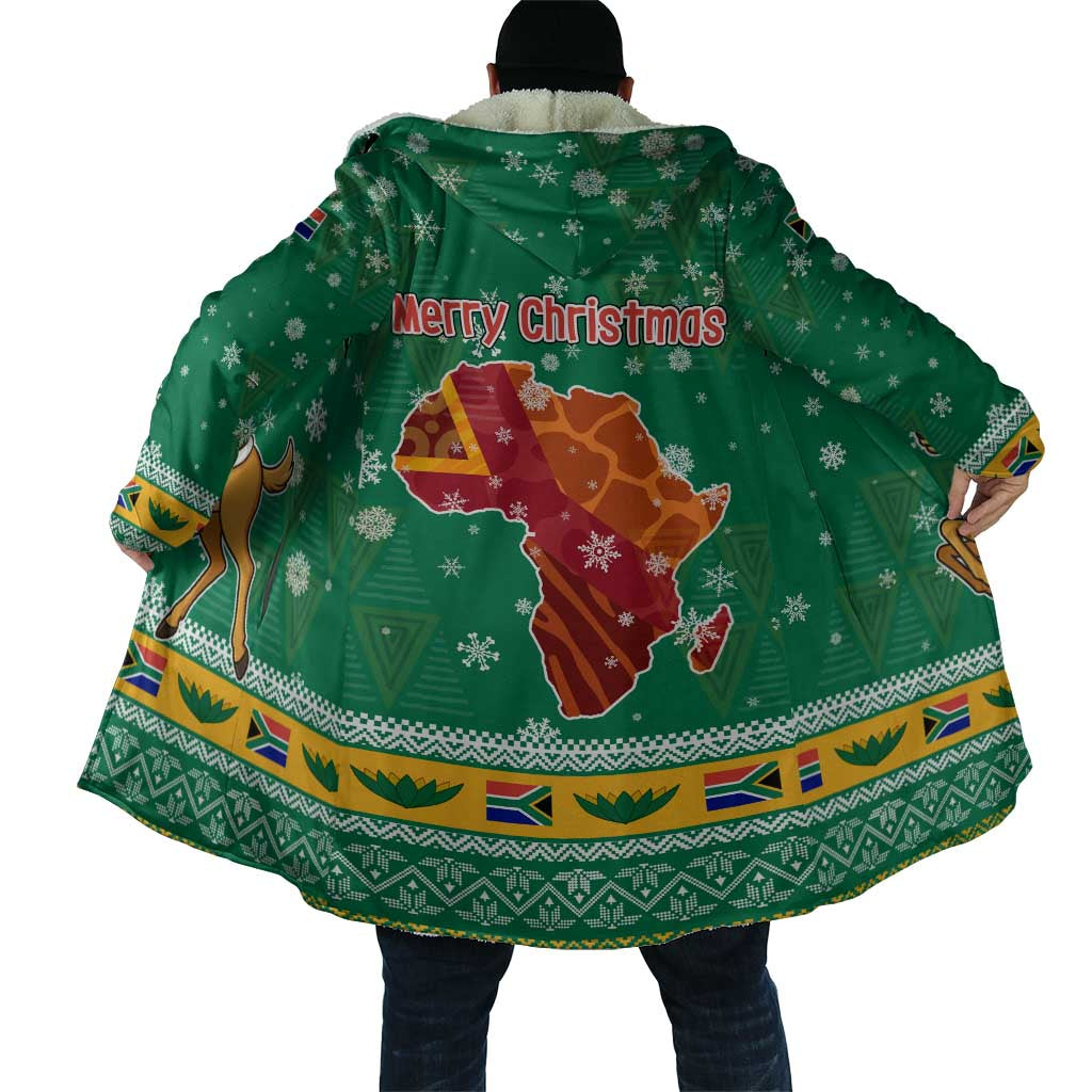South Africa Christmas Cloak Santa Reindeer and Africa Map - Wonder Print Shop