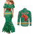 South Africa Christmas Couples Matching Mermaid Dress and Long Sleeve Button Shirt Santa Reindeer and Africa Map - Wonder Print Shop