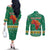 South Africa Christmas Couples Matching Off The Shoulder Long Sleeve Dress and Long Sleeve Button Shirt Santa Reindeer and Africa Map - Wonder Print Shop