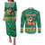 South Africa Christmas Couples Matching Puletasi and Long Sleeve Button Shirt Santa Reindeer and Africa Map - Wonder Print Shop