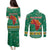 South Africa Christmas Couples Matching Puletasi and Long Sleeve Button Shirt Santa Reindeer and Africa Map - Wonder Print Shop