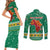 South Africa Christmas Couples Matching Short Sleeve Bodycon Dress and Long Sleeve Button Shirt Santa Reindeer and Africa Map - Wonder Print Shop