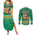 South Africa Christmas Couples Matching Summer Maxi Dress and Long Sleeve Button Shirt Santa Reindeer and Africa Map - Wonder Print Shop