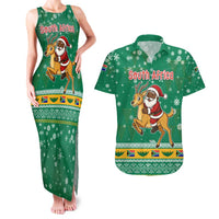 South Africa Christmas Couples Matching Tank Maxi Dress and Hawaiian Shirt Santa Reindeer and Africa Map - Wonder Print Shop